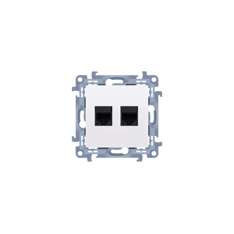 Gniazdo komputerowe RJ45 kategoria 5e + telefoniczne RJ11 (moduł)  biały