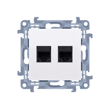 Gniazdo komputerowe RJ45 kategoria 5e + telefoniczne RJ11 (moduł)  biały