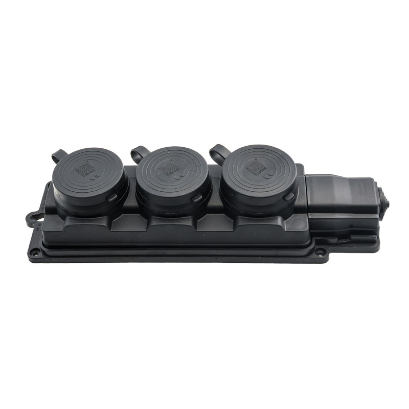 Listwa gumowa 3 gniazdowa czarna IP 44 D.3159/3