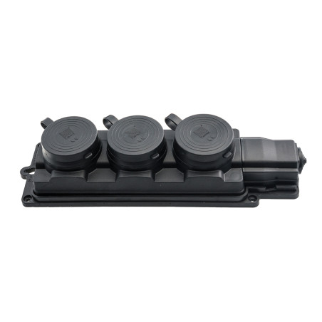 Listwa gumowa 3 gniazdowa czarna IP 44 D.3159/3