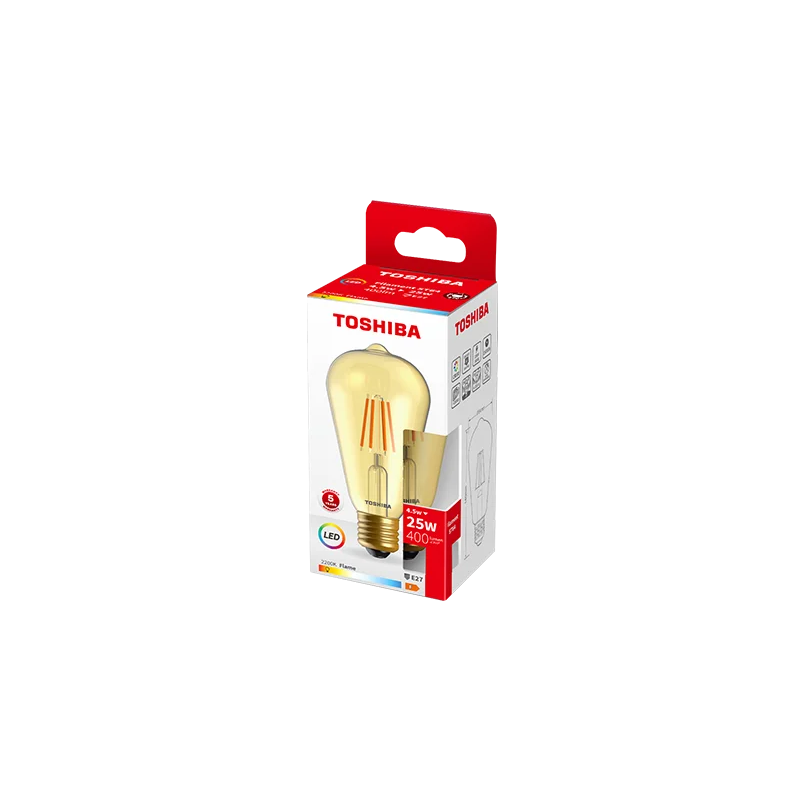 Żarówka TOSHIBA LED FILAMENT Dekoracyjna (AMBER) ST64 E27 4.5W = 25W 2200K Edison