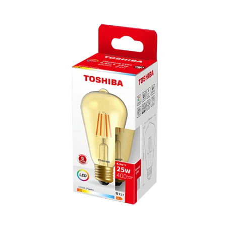 Żarówka TOSHIBA LED FILAMENT Dekoracyjna (AMBER) ST64 E27 4.5W = 25W 2200K Edison