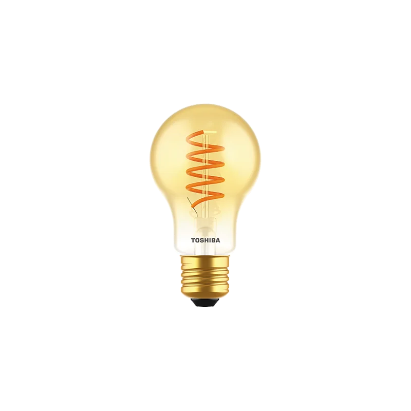 Żarówka TOSHIBA LED FILAMENT Dekoracyjna (SPIRAL AMBER) A60 E27 4.5W = 25W 2200K