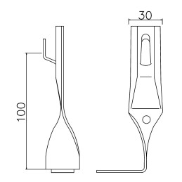 Uchwyt gąsiorowy Braas, H=10 cm, drut fi 5-8 mm, miedź/mosiądz