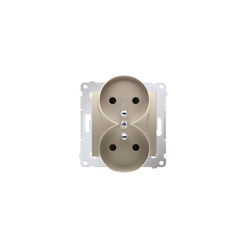 DGZ2MZ.01/44 Gniazdo wtyczkowe podwójne z uziemieniem z przesłonami (moduł) 16A, 250V~, zaciski śrubowe  złoty mat -  Simon 54