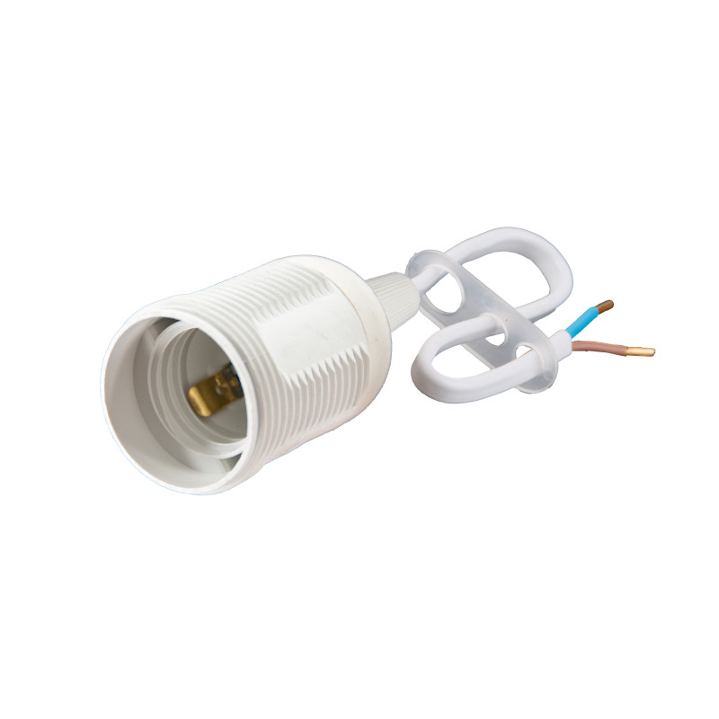 Oprawka termoplastyczna E27 z przewodem 2x0,75mm2, 4A, 250V, biała