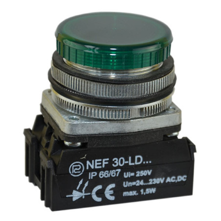 Lampka sygnalizacyjna 30mm zielona 24-230V AC/DC LED	 W0-LDU1-NEF30LD Z