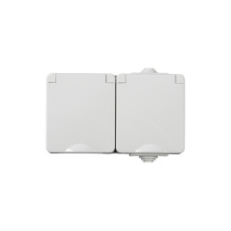 Gniazdo zasilające francuskie podwójne z ochroną styków TEKNO IP65GR GN2x2P+Z