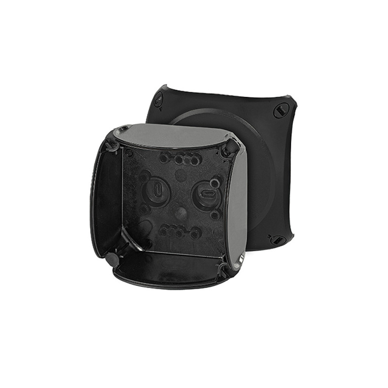 KF 0200 C Puszka do inst. zewn., czarna, IP 66/IP 67, 93x93x62, bez przetłoczeń, bez zacisków