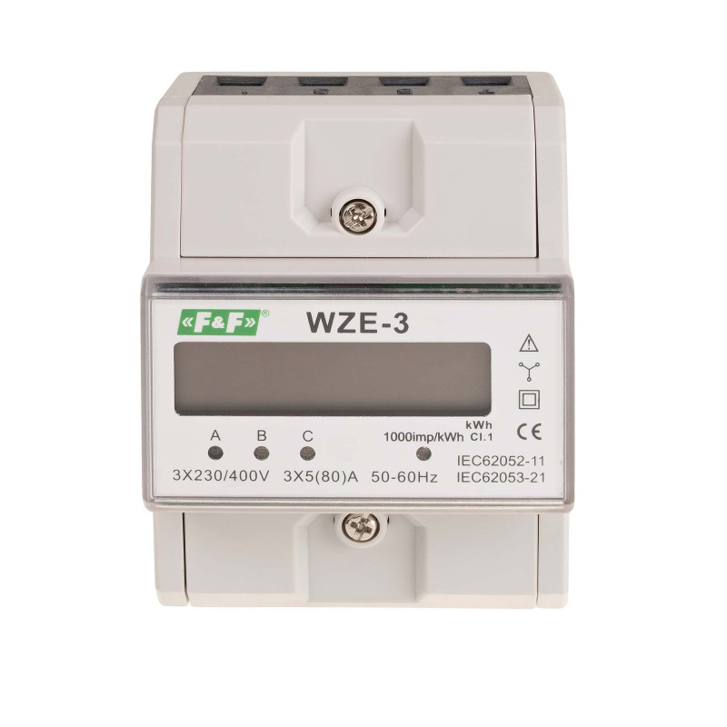 Trójfazowy licznik zużycia energii 80A, MID WZE-3