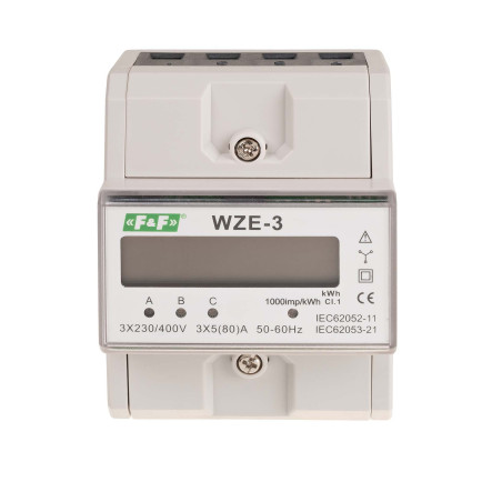 Trójfazowy licznik zużycia energii 80A, MID WZE-3