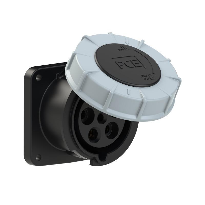 Gniazdo tablicowe proste POWER TWIST 63A 3P+Z+N 500V 50/60Hz 7h IP66/67, kołnierz 100X100, rozstaw śrub 80X80