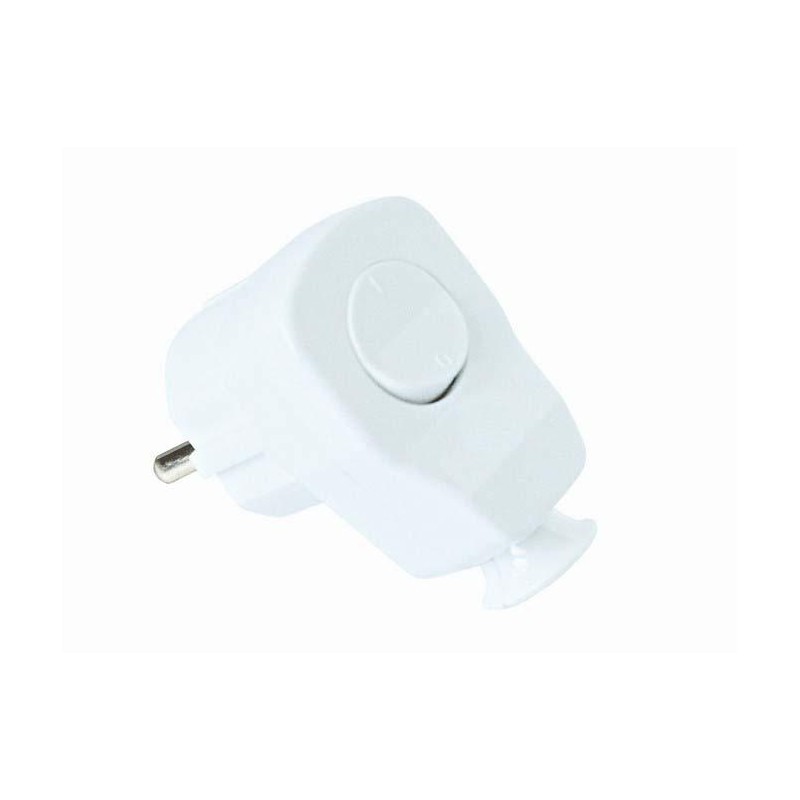 Wtyczka jednofazowa kątowa z tworzywa 2P+Z 10/16A biała z wyłącznikiem