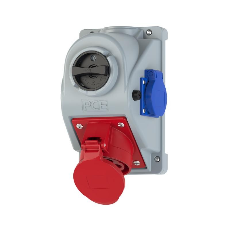 Gniazdo stałe wyłącznikiem " COMBO-POL" 32A 400V 3P+Z+N, gniazdo 230V, wył. 0-1