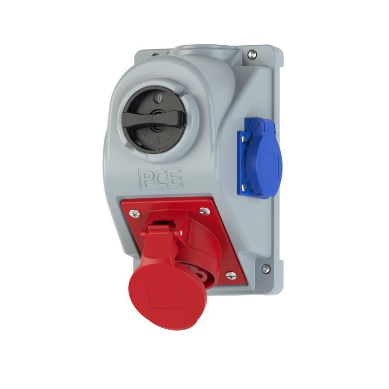 Gniazdo stałe z wyłącznikiem IP44 16A 5P 400V + 16A 2P+Z 0-1 COMBO‑POL 96061541W