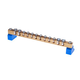 Zacisk ochronny 4x10mm2, 8x4mm2 mosiądz mocowanie do podłoża niebieski ZO-1204 A14-3106