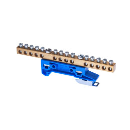 Zacisk ochronny 14x6mm2 mosiądz mocowanie na szynę TS35 niebieski ZO-2107 A14-2136