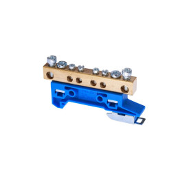 Zacisk ochronny 2x16mm2, 4x4mm2 mosiądz mocowanie na szynę TS35 niebieski ZO-2106 A14-2036